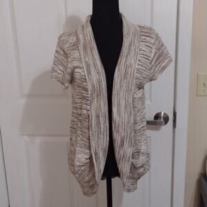 𝅺Exhilaration short sleeve static print cardigan brown, tan, and cream size XXL